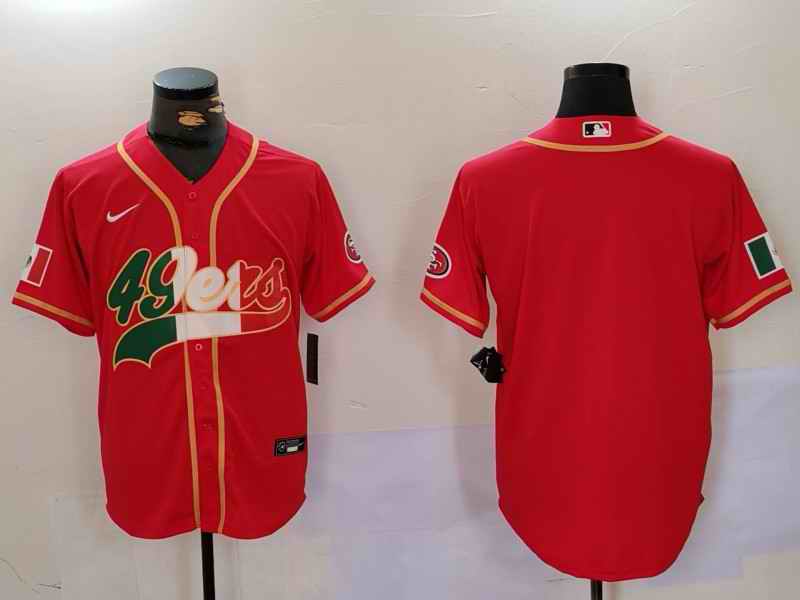 Men's San Francisco 49ers Blank Red Mexico With Patch Stitched Baseball Jersey